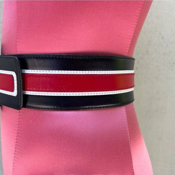 Escada Belt Women\'s Small LeatherBlack Blue Made in West Germany main image 6